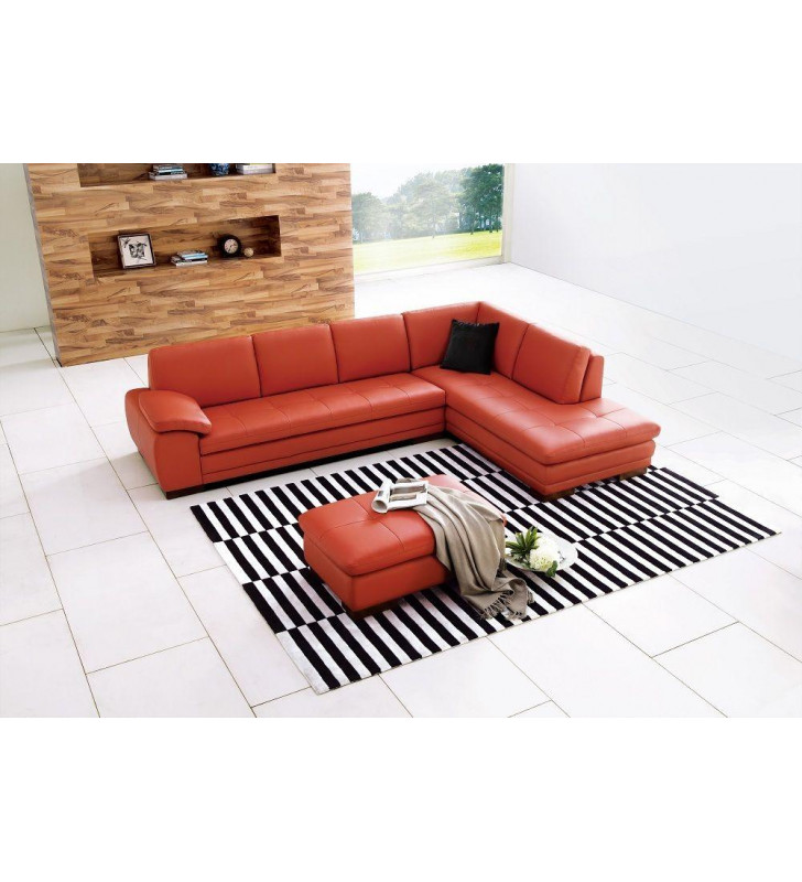 Pumpkin Premium Top Grain Italian Leather Sectional Sofa RHC Modern J&M 625