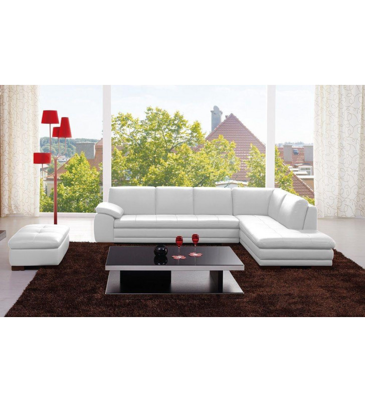 White Premium Top Grain Italian Leather Sectional Sofa RHC Modern J&M 625