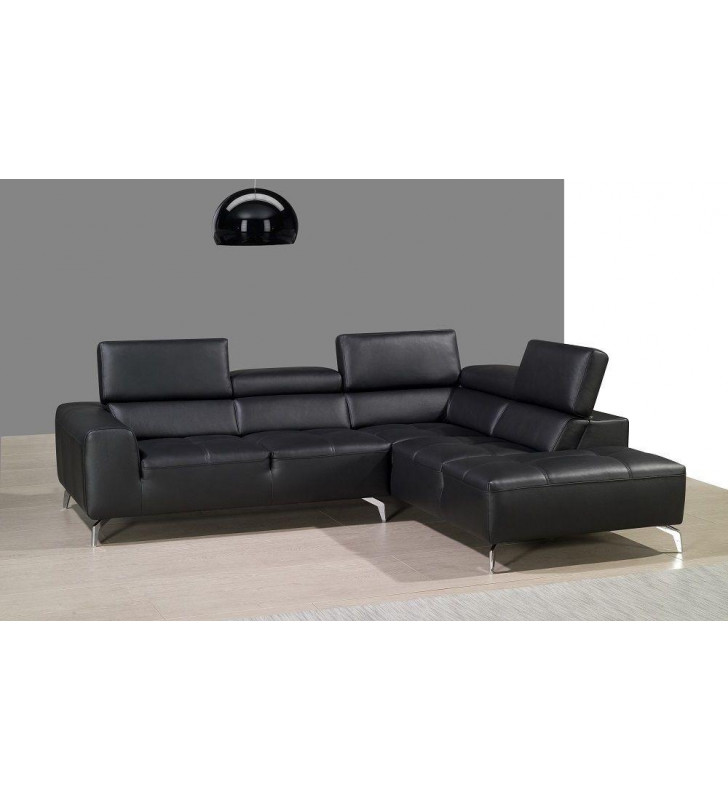 Black Full Top Grain Leather Italian Sectional Sofa RHC Modern J&M A978 SPECIAL ORDER 