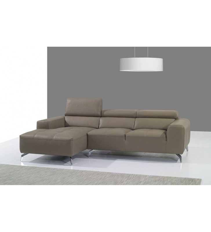 Beige Full Top Grain Leather Italian Sectional Sofa LHC Modern J&M A978B 