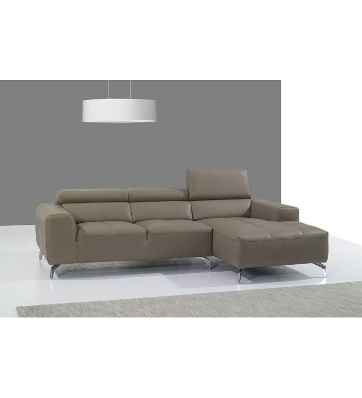 Beige Full Top Grain Leather Italian Sectional Sofa RHC Modern J&M A978B 