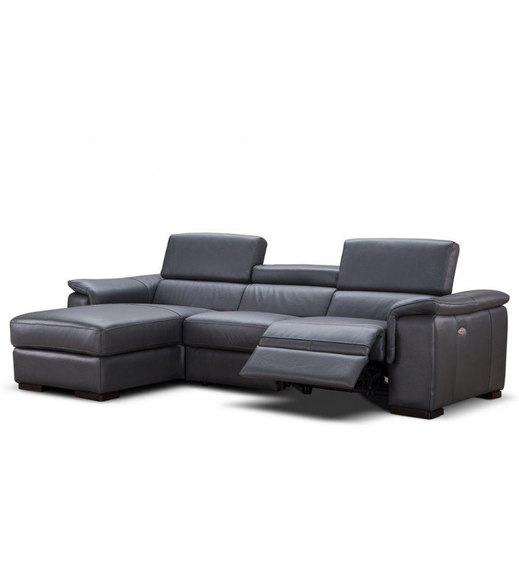 Premium Dark Grey Italian Leather Sectional Sofa LHC Contemporary J&M Allegra  