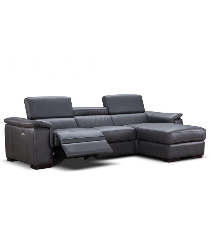 Premium Dark Grey Italian Leather Sectional Sofa RHC Contemporary J&M Allegra 