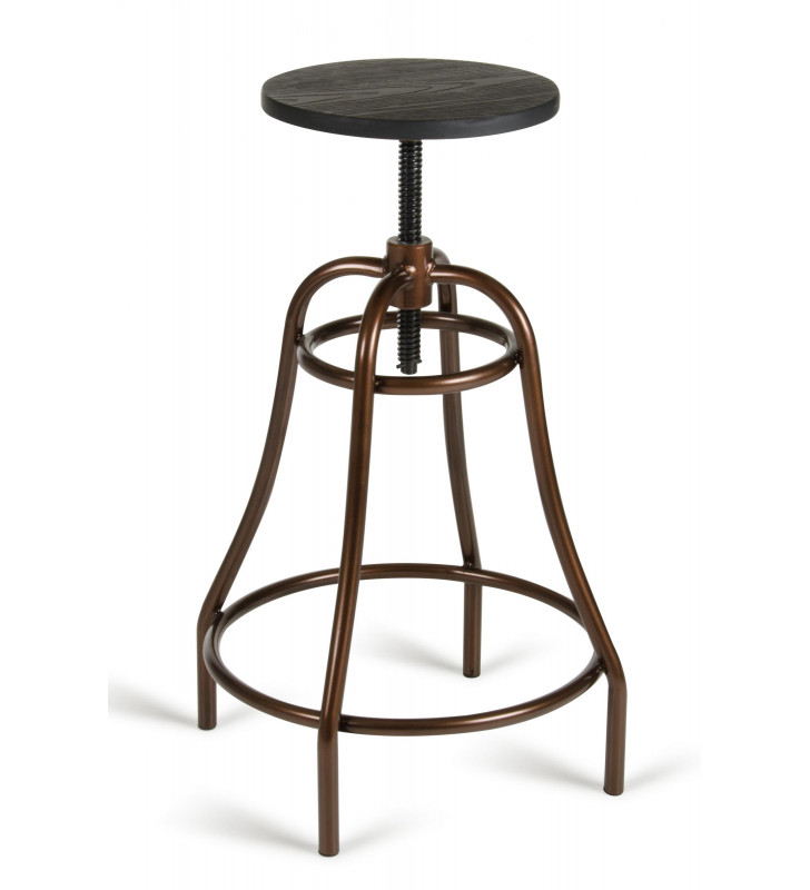 VIG Modrest Fritch Black Wood Seat Bronze Base Bar Stool (Set of 2)