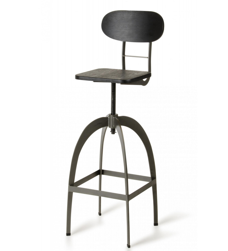 VIG Modrest Elgin Black Wood Seat Gun Metal Bar Stool (Set of 2)