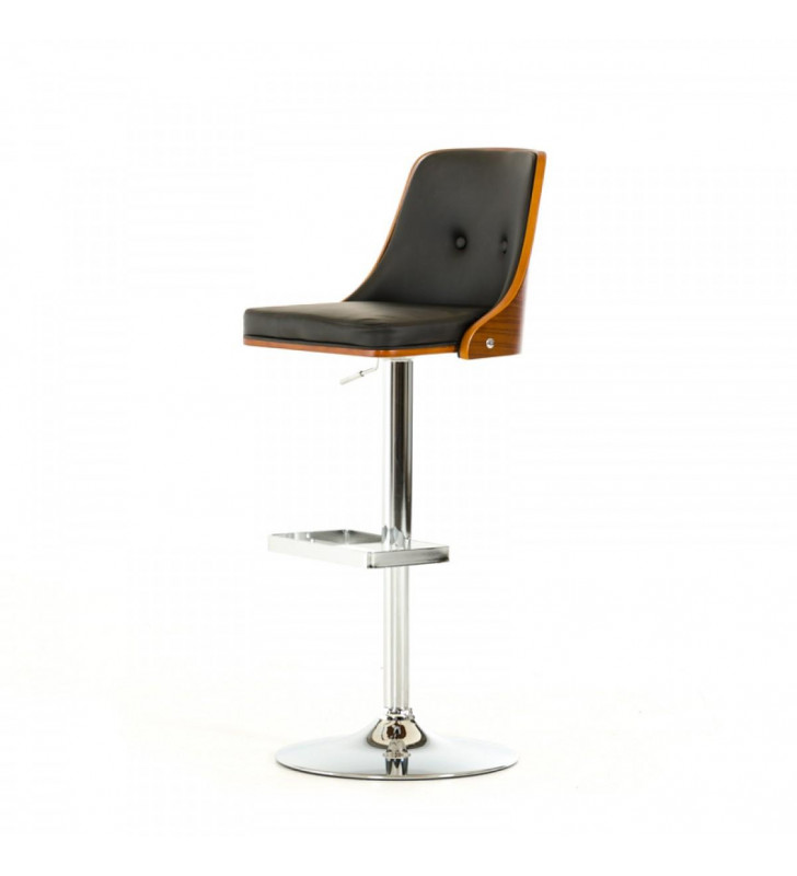 VIG Modrest Hank Black Leatherette Wood Seat Base/Back Bar Stool (Set of 2)