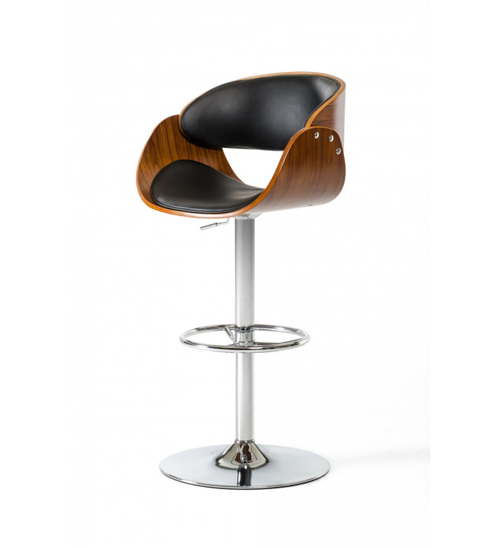 VIG Modrest Roblin Black Leatherette and Wood Seat Swivel Bar Stool (Set of 2)