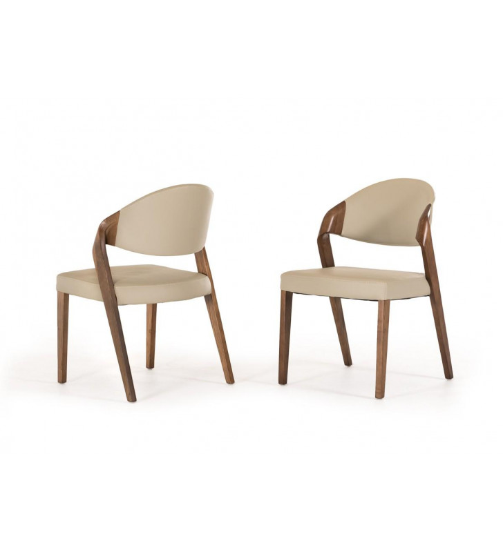 VIG Modrest Arlo Grey Leatherette Walnut Finished Dining Chair (Set of 2)