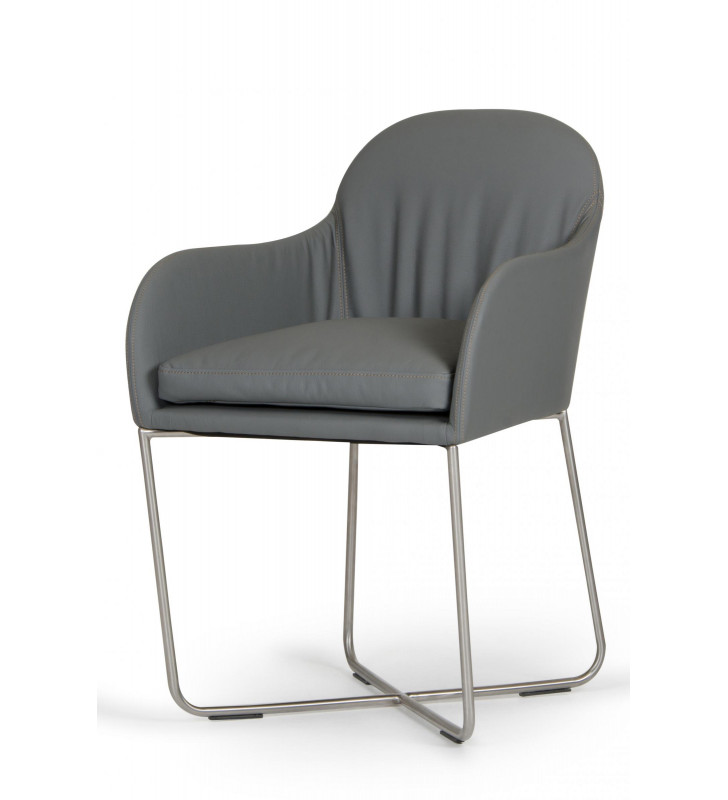 VIG Modrest Sweeny Grey Leatherette Steel Legs Dining Chair (Set of 2)