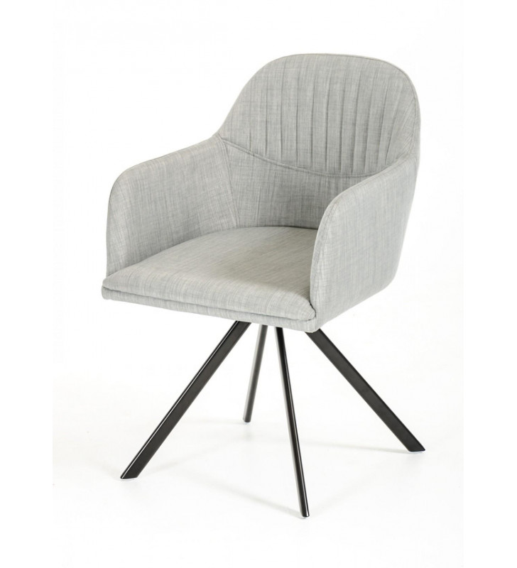 VIG Modrest Synergy Grey Fabric Black Metal Base Dining Chair (Set of 2)