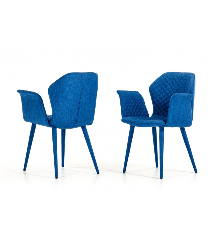 VIG Modrest Astoria Blue Fabric Fully Covered Dining Chair (Set of 2)