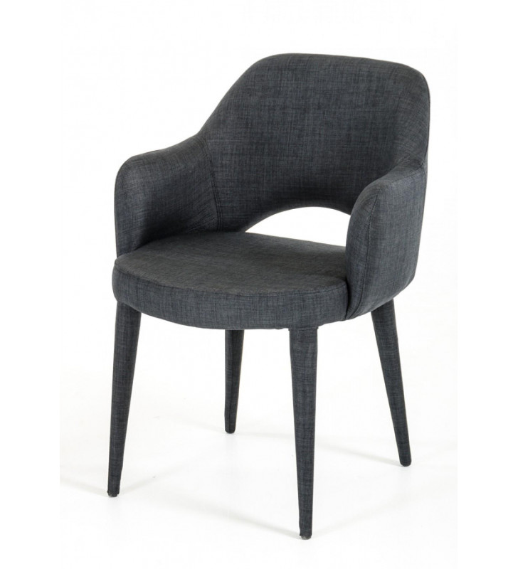 VIG Modrest Williamette Modern Dark Grey Fabric Fully Covered Dining Chair (Set of 2)
