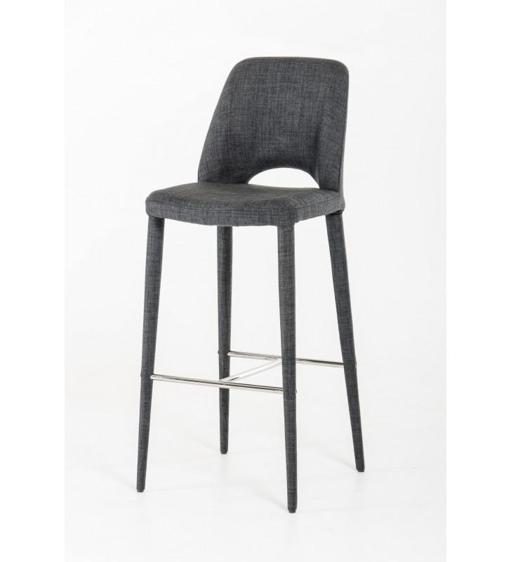 VIG Modrest Williamette Dark Grey Fabric Fully Covered Bar Stool (Set of 2)