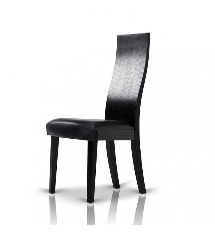 VIG Modrest Escape Modern Black Oak Black Leatherette Dining Chairs (Set of 2)