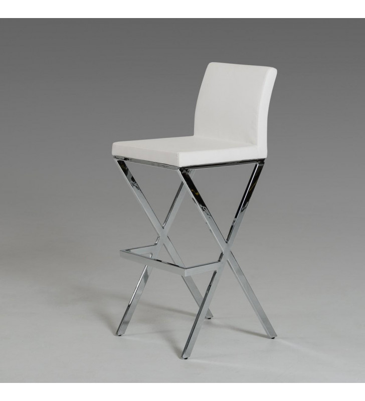Modrest Dean White Leatherette Bar Stool (Set of 2)