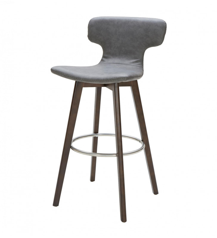 Modrest Zach Dark Grey Eco-Leather Bar Stool (Set of 2)
