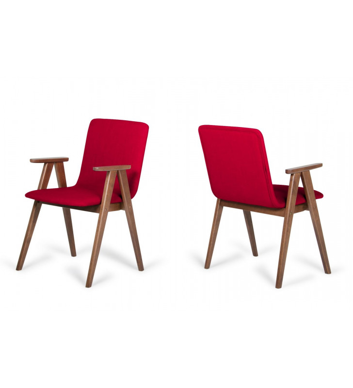 Modrest Maddox Red & Walnut Dining Chair (Set of 2)