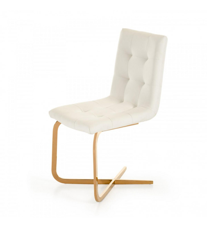Modrest Haslet White & Rosegold Dining Chair (Set of 2)