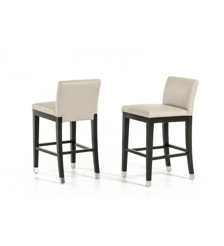 Modrest Silas Beige Leatherette Counter Stool (Set of 2)