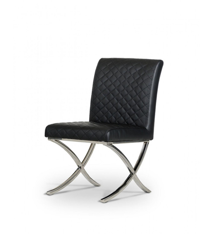 Modrest Adderley Black Leatherette Dining Chair (Set of 2)