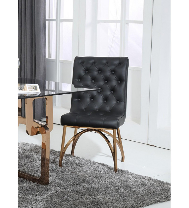 Modrest Rosie Black & Rosegold Dining Chair (Set of 2)