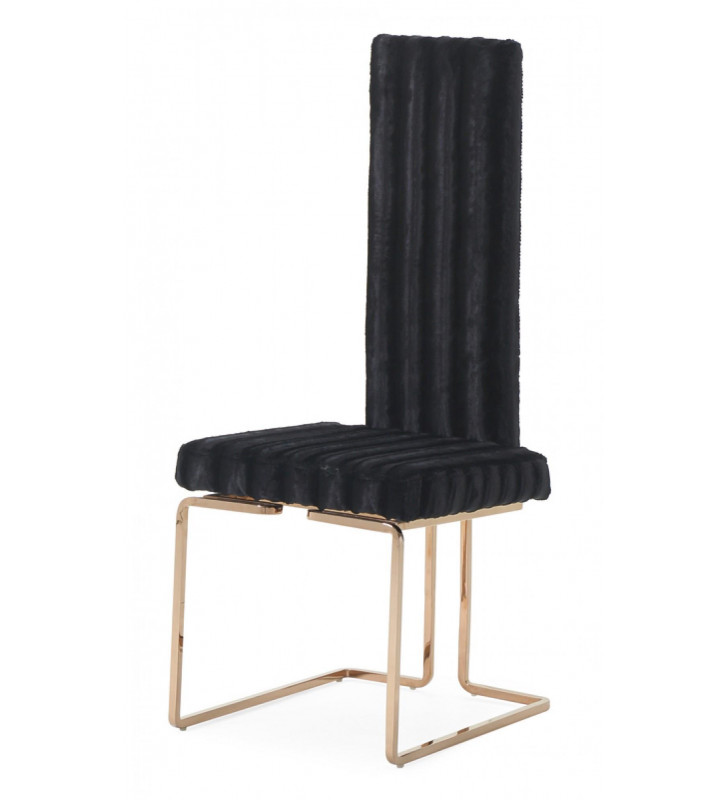 Modrest Kingsley Modern Black & Rosegold Dining Chair (Set of 2)