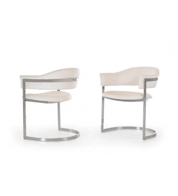 Modrest Allie Contemporary White Leatherette Dining Chair (Set of 2)