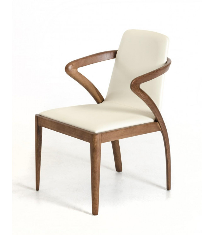 Modrest Falcon Modern Walnut and Cream Dining Chair (Set of 2)
