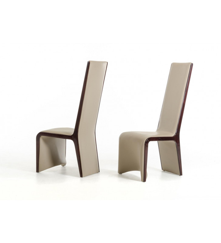 Modrest Pacer Modern Ebony and Taupe Dining Chair (Set of 2)