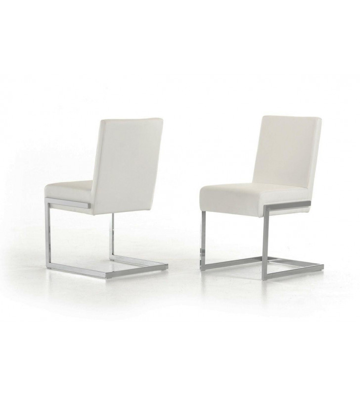 Dining Chair Set 2Pcs White Leatherette VIG Modrest Batavia Modern