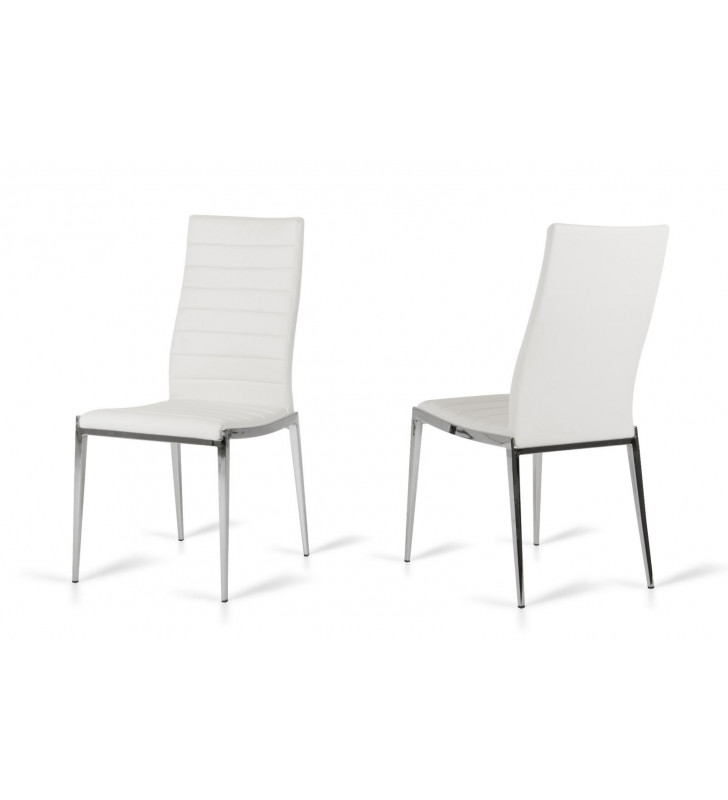 Dining Chair Set 2Pcs VIG White Leatherette Modrest Libby Modern  