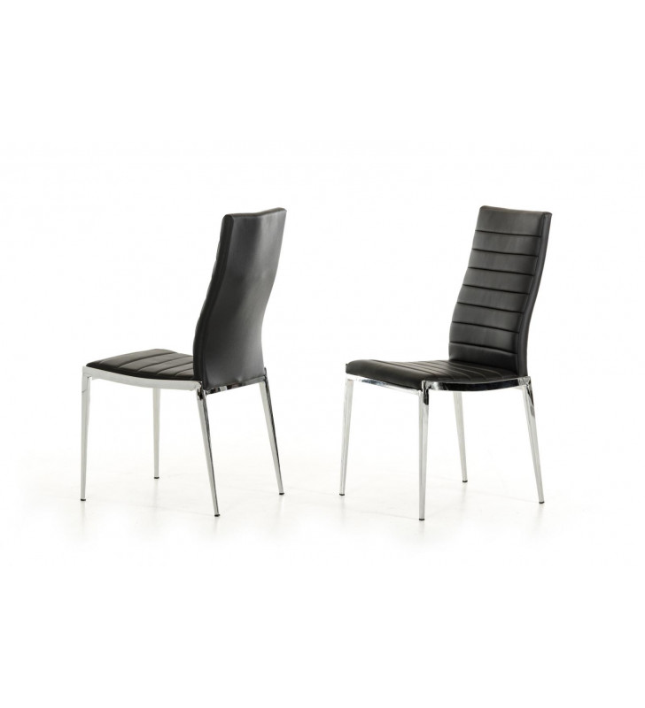 Dining Chair Set 2Pcs Black Leatherette VIG Modrest Libby Modern