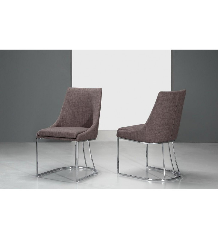 Dining Chair Set 2Pcs Grey Fabric VIG Modrest Itasca Modern 