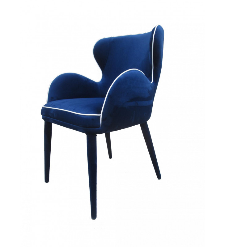 Dining Chair Set 2Pcs Blue Fabric Modrest Tigard Modern Contemporary