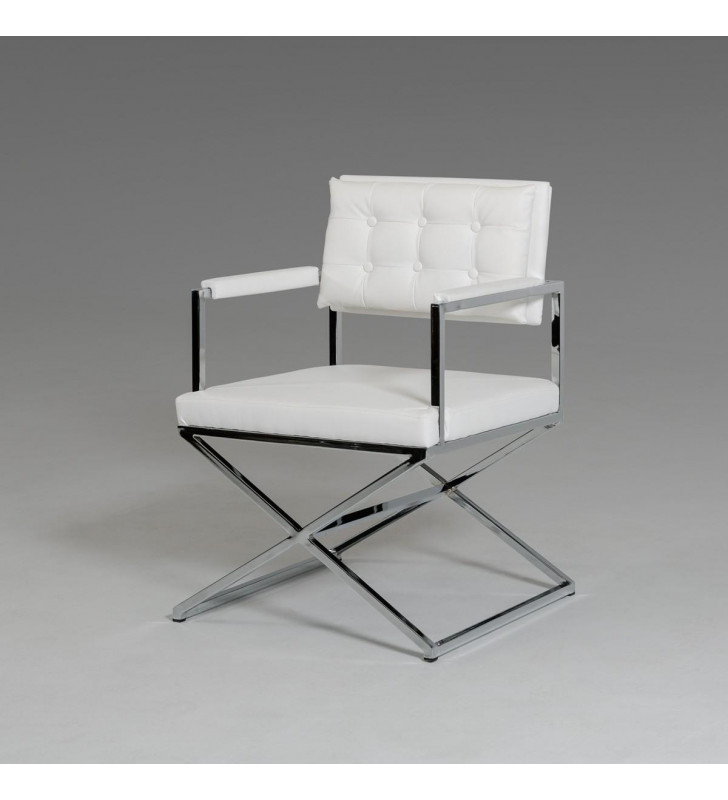 Dining Armchair Set 2Pcs White Leatherette Modrest Cosme Modern