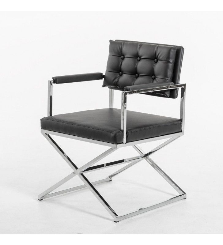 Dining Armchair Set 2Pcs Black Leatherette Modrest Cosme Modern 