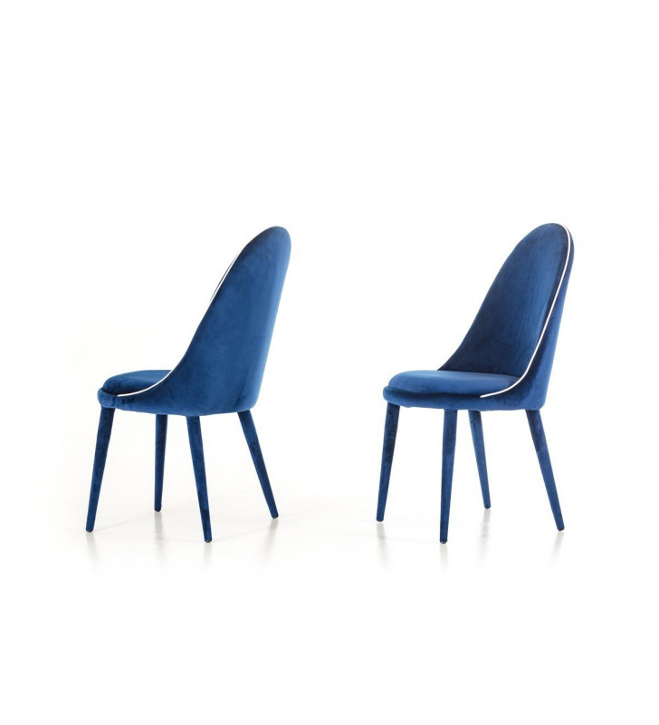 Dining Chair Set 2Pcs Blue & White Fabric Modrest Klamath Modern 