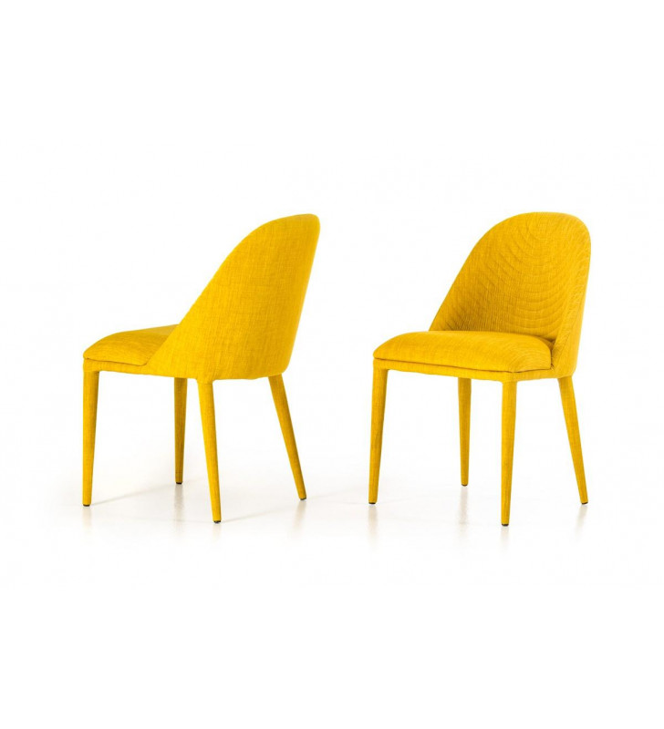 Yellow Fabric Dining Chair Set 2Pcs Modrest Brooke Modern Contemporary