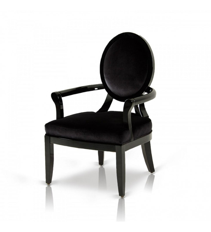 Arm Chair Set 2Pcs in Black Fabric Glossy Frame A&X AK017 Modern Classic