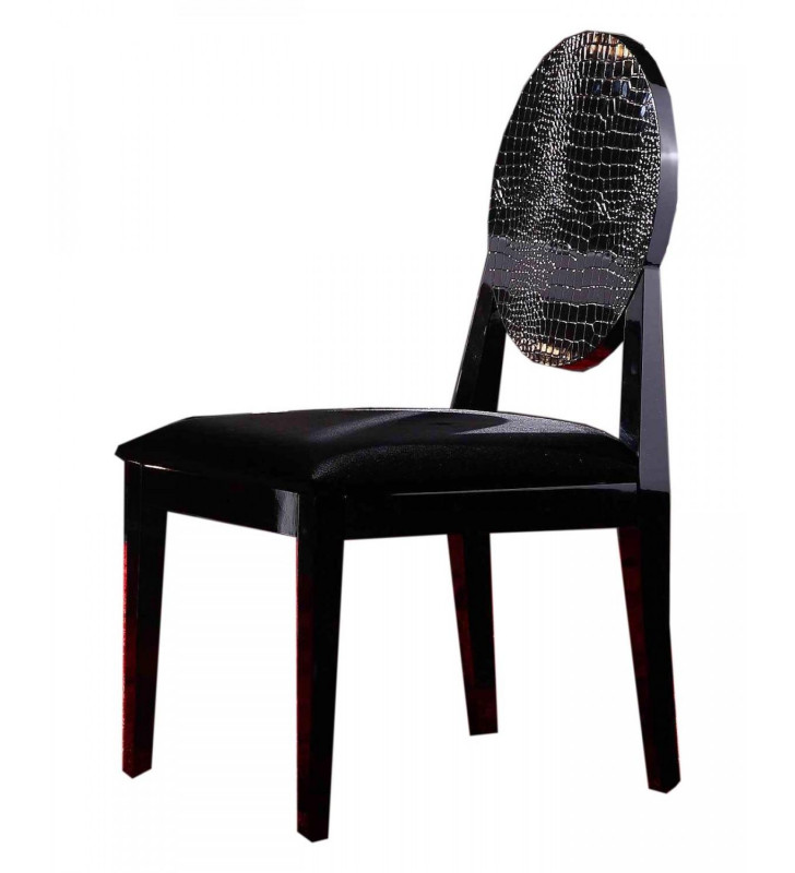 Dining Chair Set 2Pcs Black Velour Crocodile Texture VIG A&X Joss Modern 