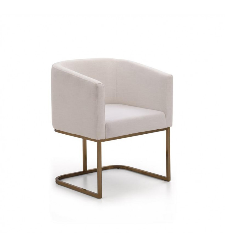 Dining Chair Cream Fabric /Antique Brass VIG Modrest Yukon Modern 