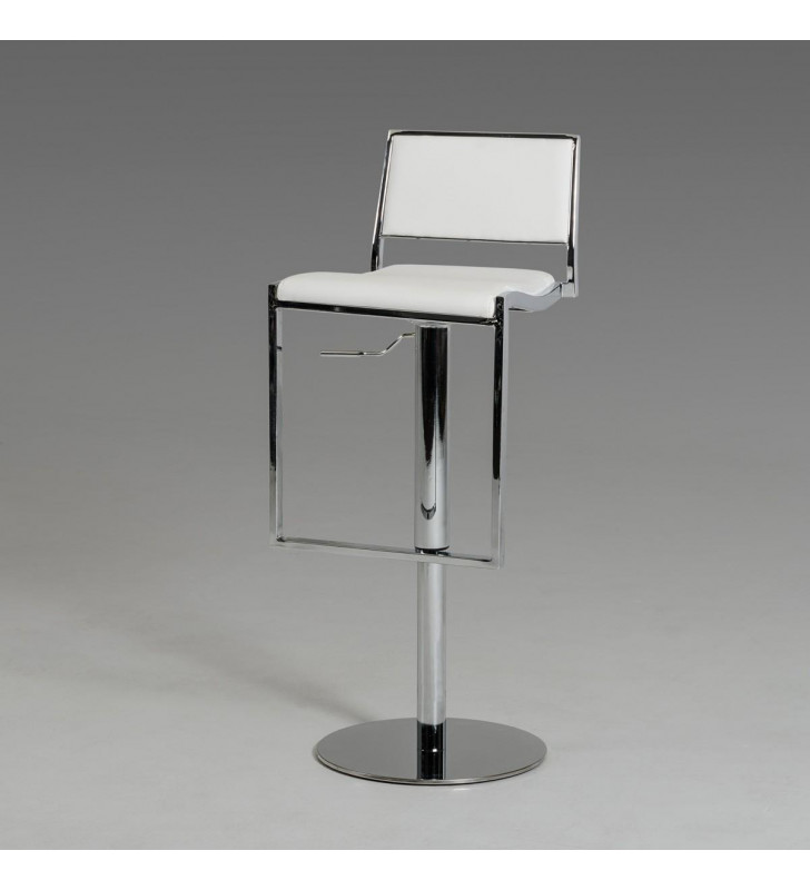 Bar Stool in White Leatherette (Set of 2) VIG Modrest Joanie Modern 