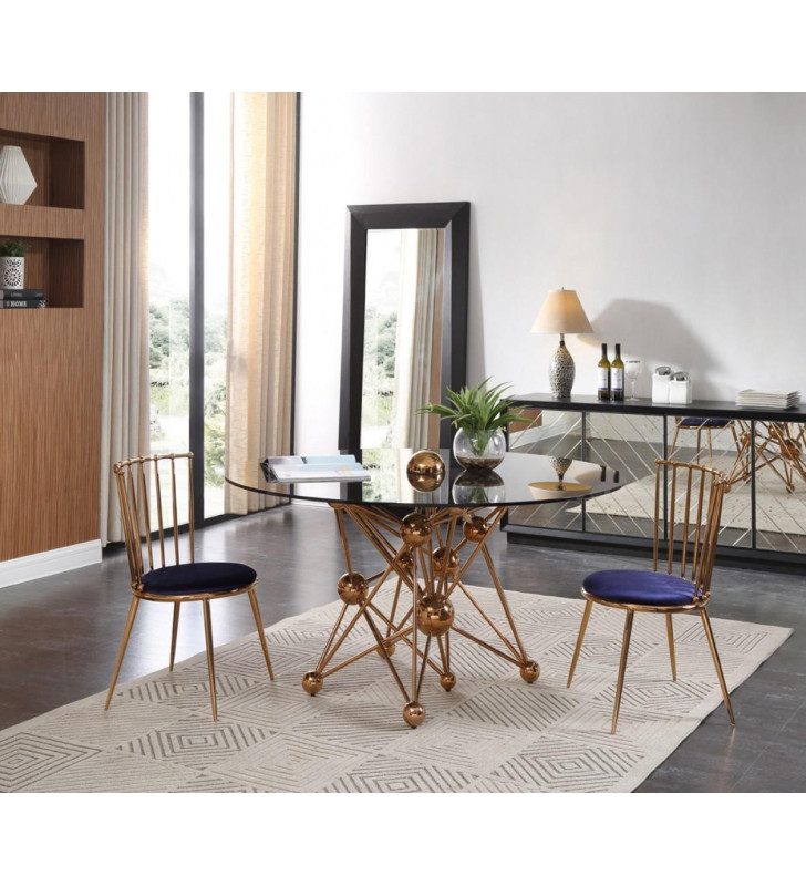 Round Dining Table set 3Pcs Smoked Glass VIG Modrest Brenna Contemporary