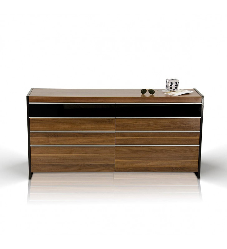 Bedroom Dresser Walnut Wood Grain VIG Modrest Rondo Modern