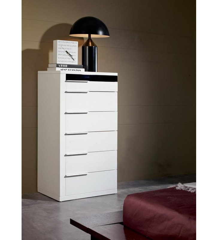 Bedroom Chest in Glossy White Made in Italy VIG Modrest Impera Modern