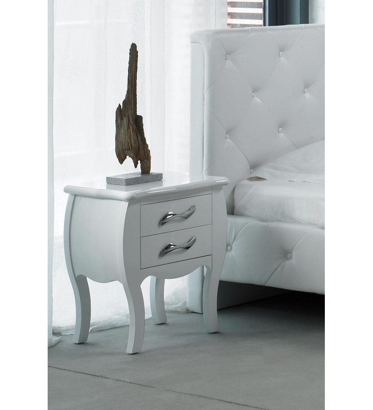 Nightstand in White Lacquer VIG Monte Carlo Modern Classic