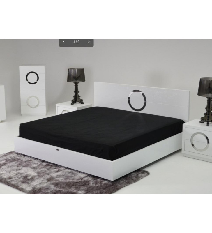 VIG A&X Ovidius Luxury Glossy White Crocodile Texture Queen Platform Bed Modern