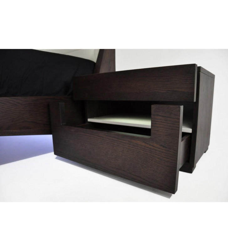 Nightstand w/LED in Brown Oak /Grey VIG Ceres Modern Contemporary