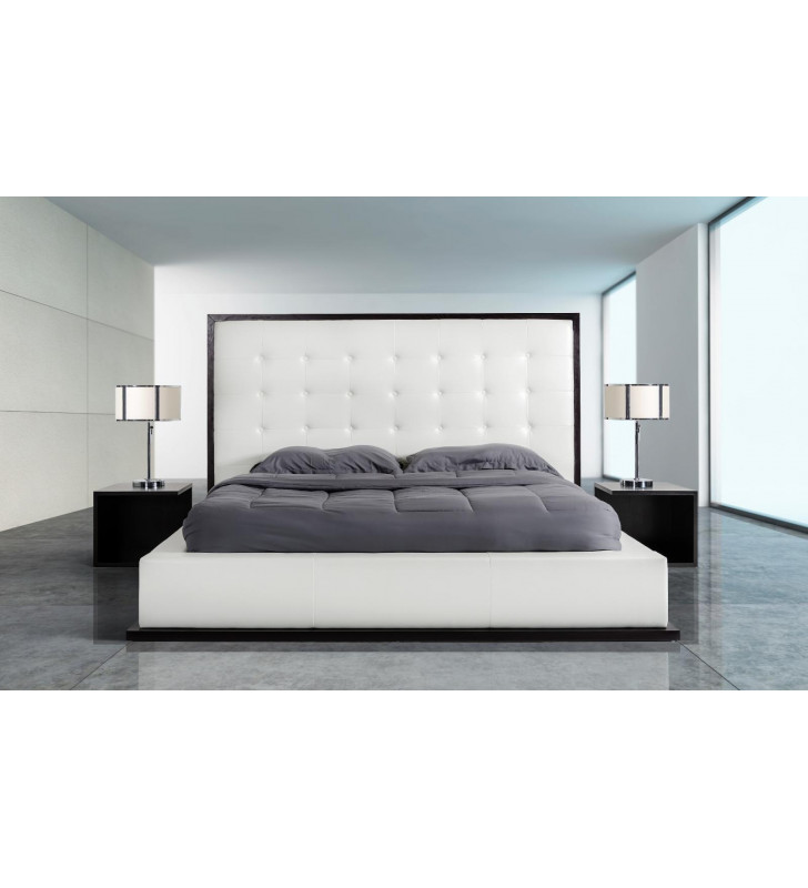VIG Modrest Beth Wenge Frame White Leatherette Queen Bed Modern