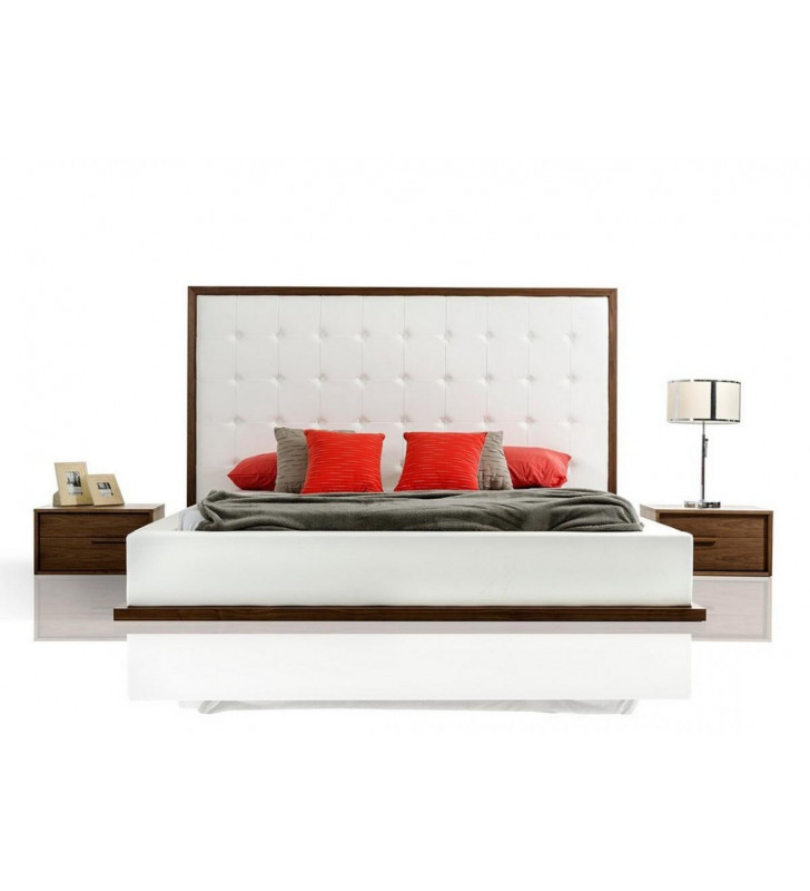 VIG Modrest Beth Walnut White Leatherette Queen Bed Modern